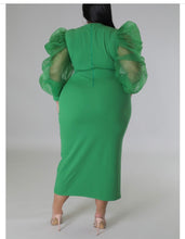 Load image into Gallery viewer, Green Envy Mesh Sleeve Dress
