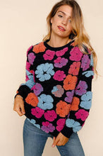 Load image into Gallery viewer, Plus Long Sleeve Multi Color Puffy Flower Sweater