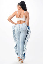 Load image into Gallery viewer, Ripped Skinny Jeans with Side Ruffle