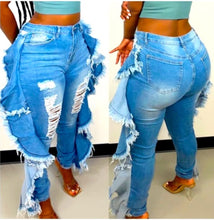 Load image into Gallery viewer, Plus Size Skinny Ruffle Jeans

