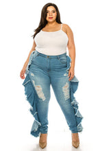 Load image into Gallery viewer, Plus Size Skinny Ruffle Jeans

