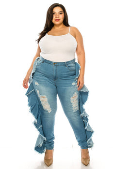 Plus Size Skinny Ruffle Jeans – ImMore Curvy Boutique