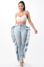 Load image into Gallery viewer, Ripped Skinny Jeans with Side Ruffle
