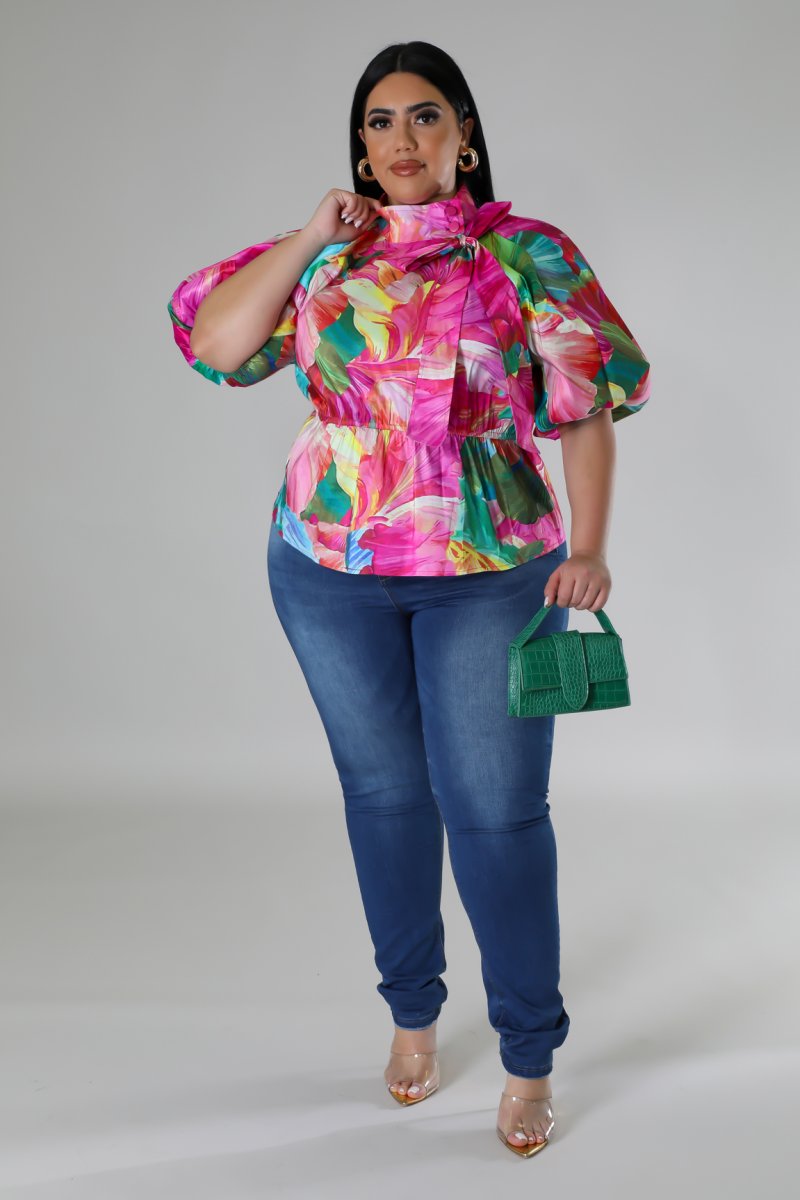 Floral Print Puff Sleeve Blouse