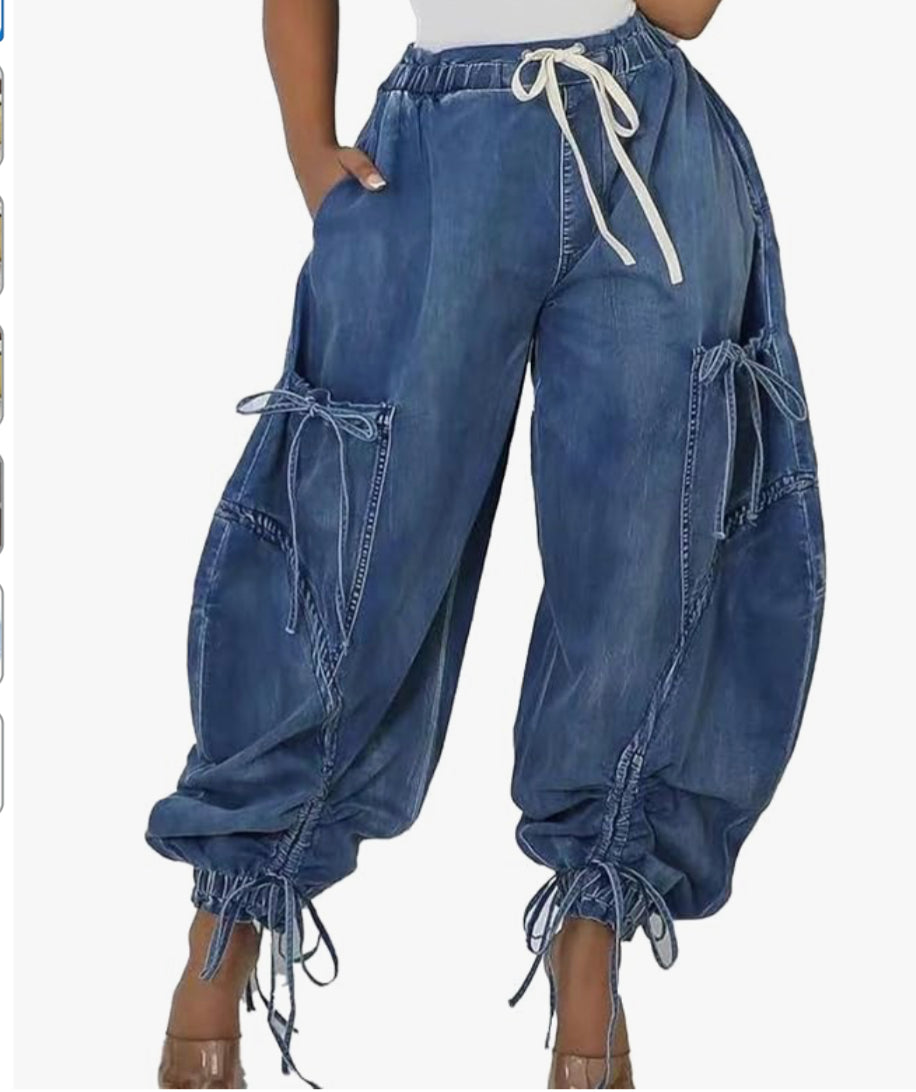 Baggy Jeans Bow-Knot Drawstring