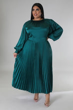 Load image into Gallery viewer, Giving Classy Satin Pleated Maxi Dress
