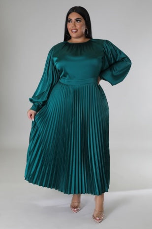Giving Classy Satin Pleated Maxi Dress